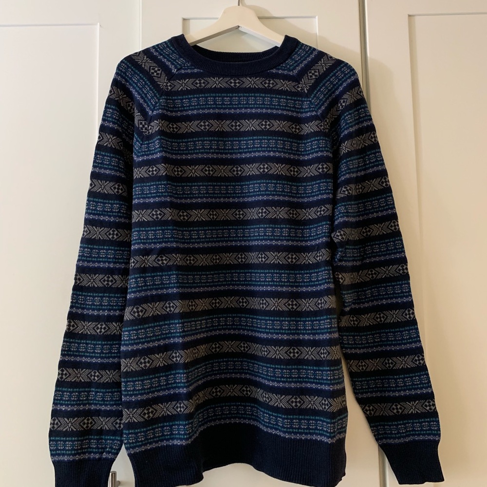 Old Navy Fair Isle Blue Cotton Sweater - L